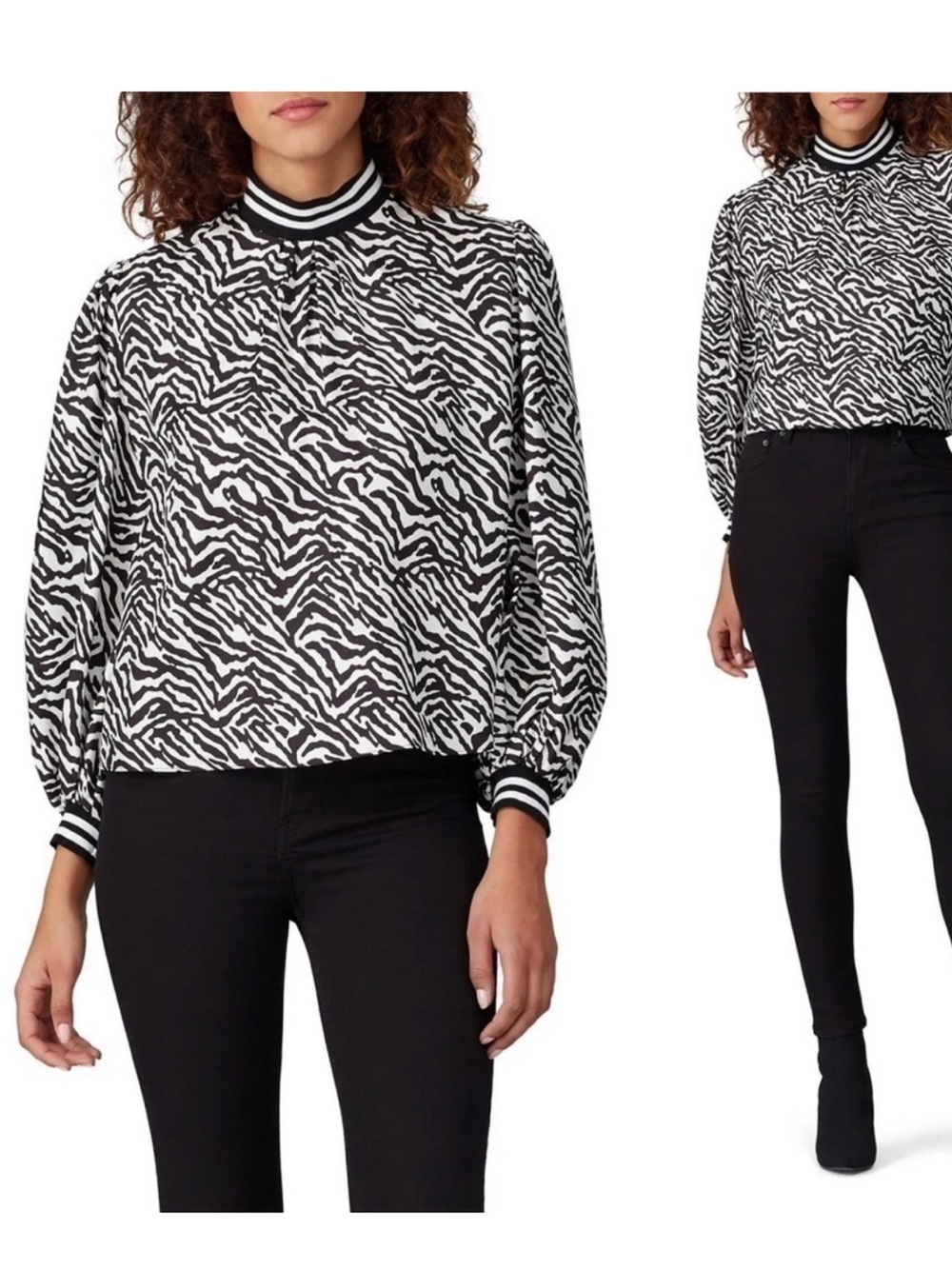 Hunter Bell Sydney Zebra Print Mock Neck Top